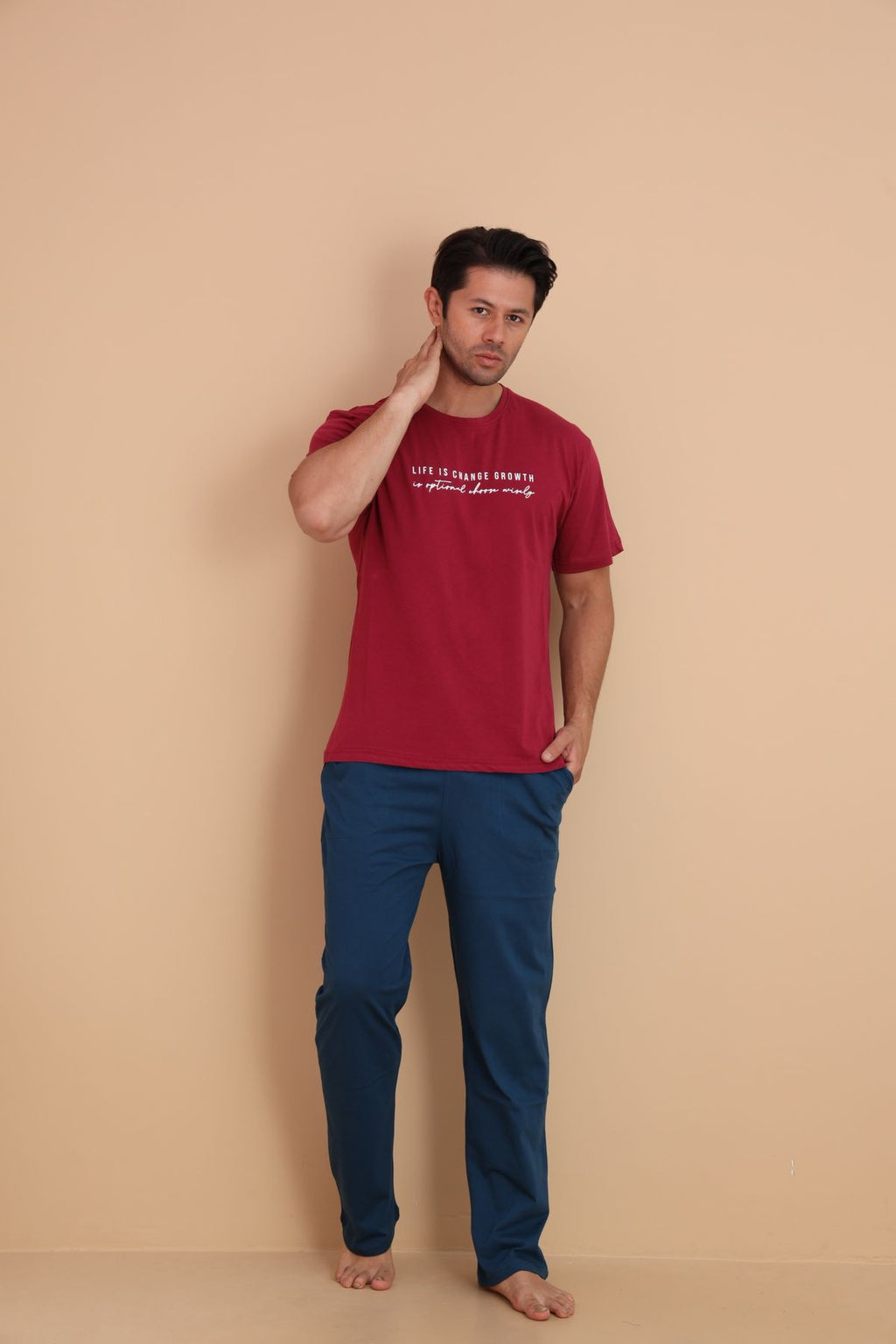 Erkek Kısa Kol Pijama Takımı 9003 Kırmızı