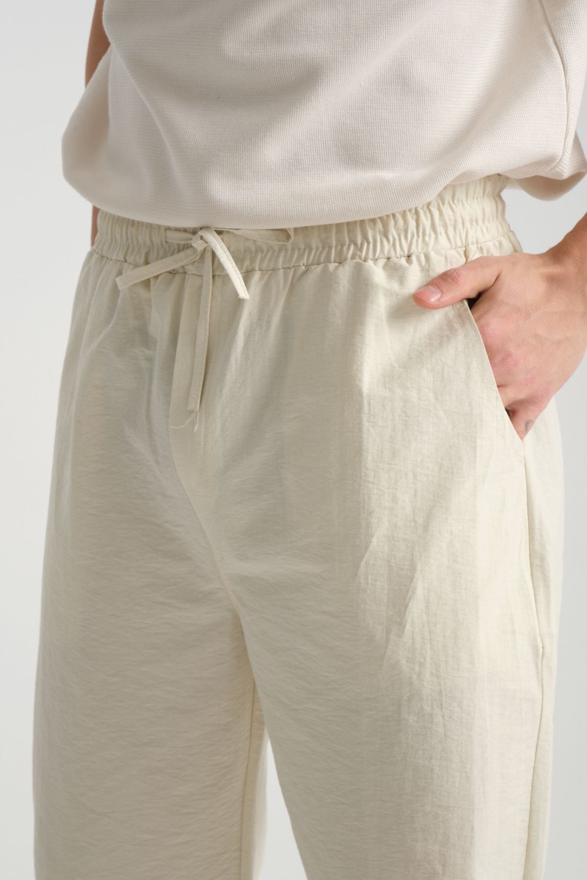 Era Baggy Fit Yazlık Rahat İnce Pantolon Bej
