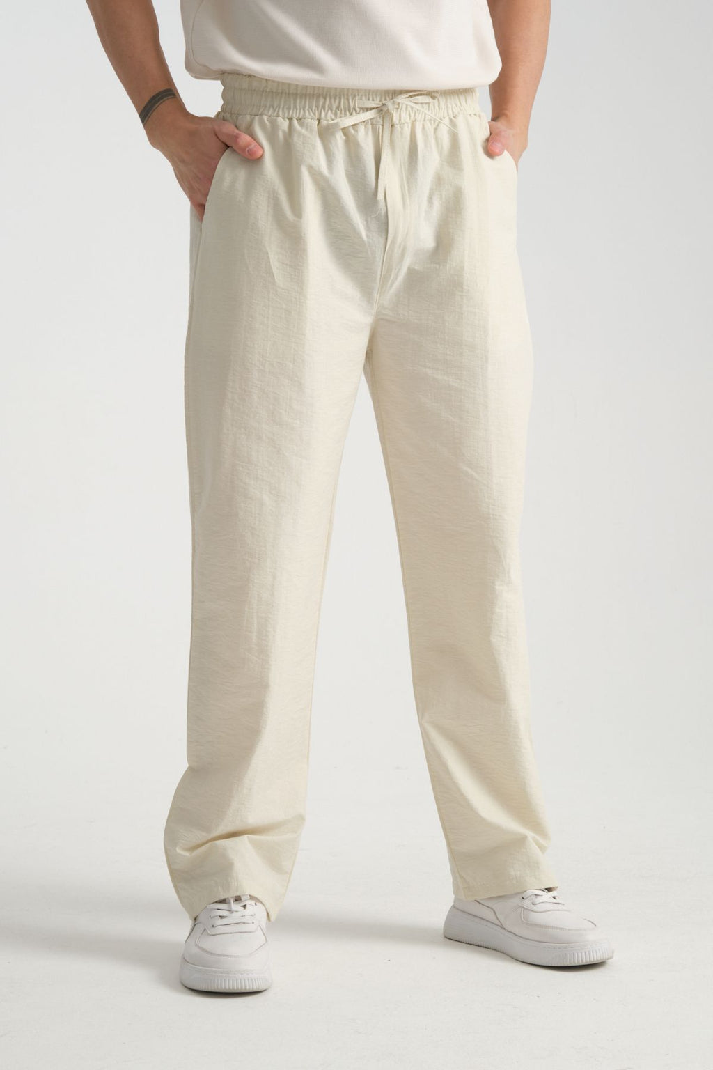 Era Baggy Fit Yazlık Rahat İnce Pantolon Bej
