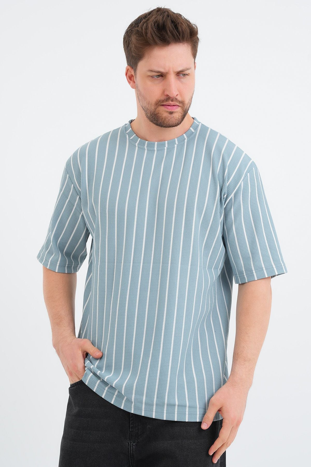 Shift Erkek Oversize Tişört Mavi