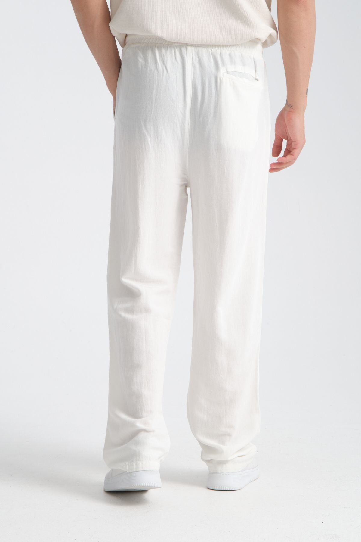 Saga Keten Baggy Pantolon Beyaz
