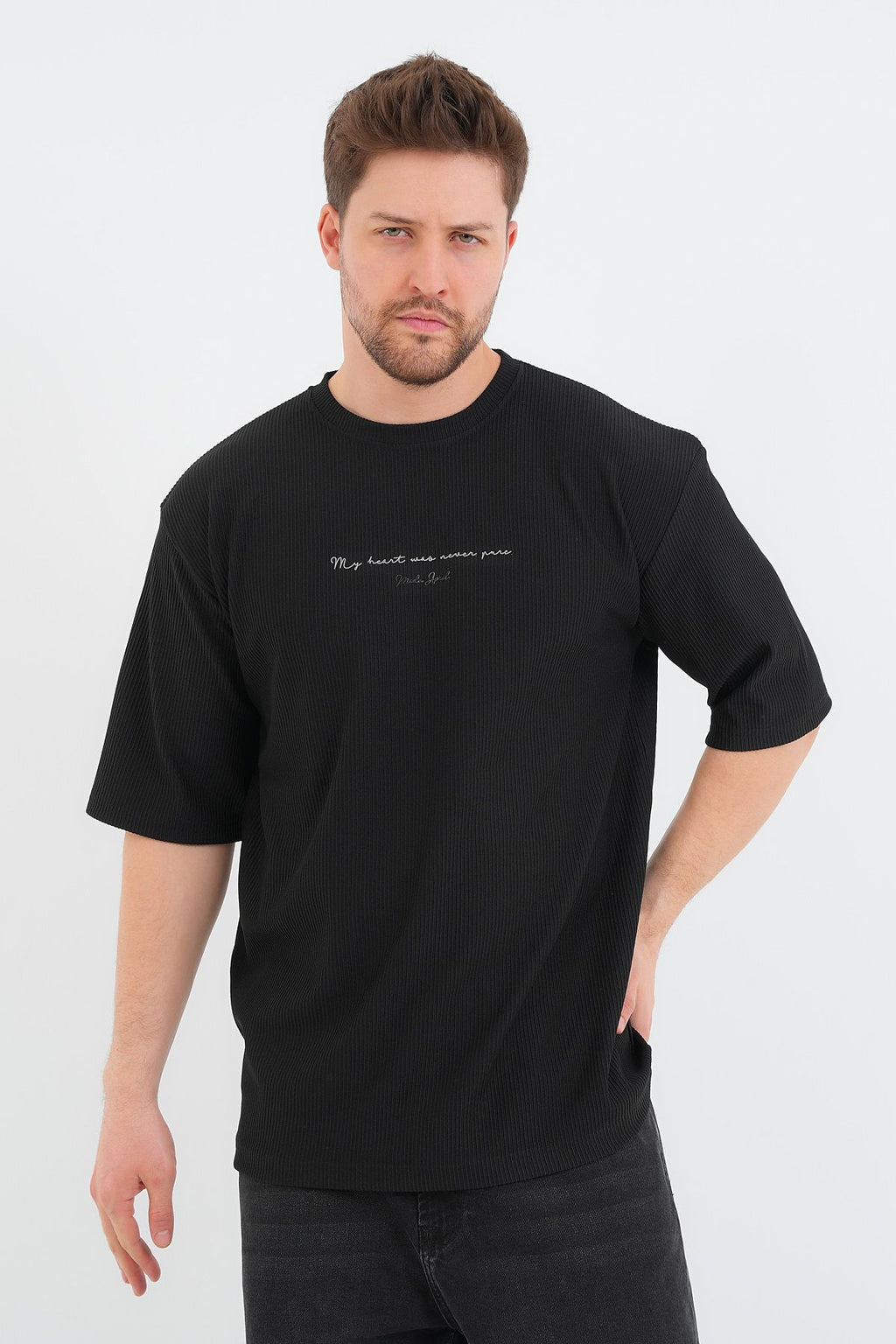Valor Erkek Oversize Tişört Siyah