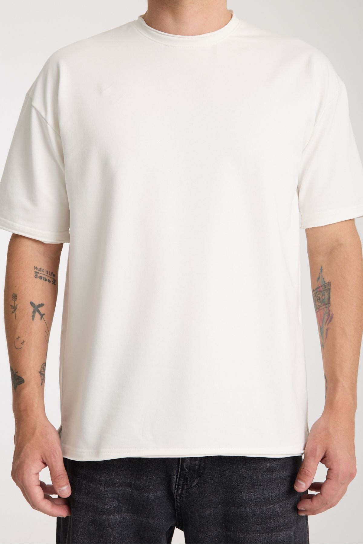 Quell Erkek Oversize Basic Tişört Beyaz