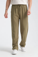 Saga Keten Baggy Pantolon Haki
