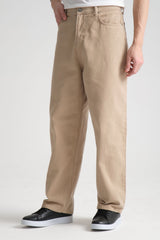 Canvas Pamuk Baggy Pantolon Bej