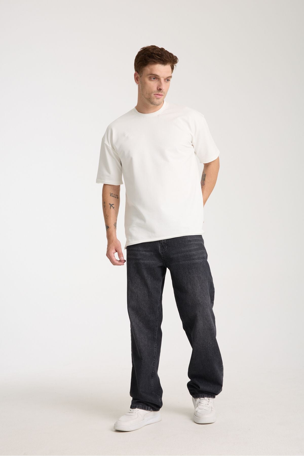 Quell Erkek Oversize Basic Tişört Beyaz