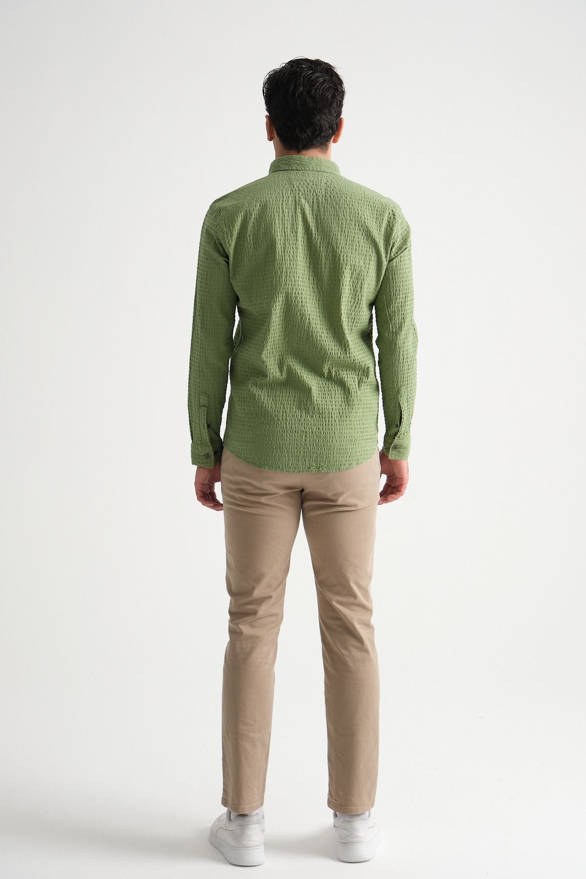 Erkek %100 Pamuk Yazlık Regular Fit Gömlek 2641 Yeşil