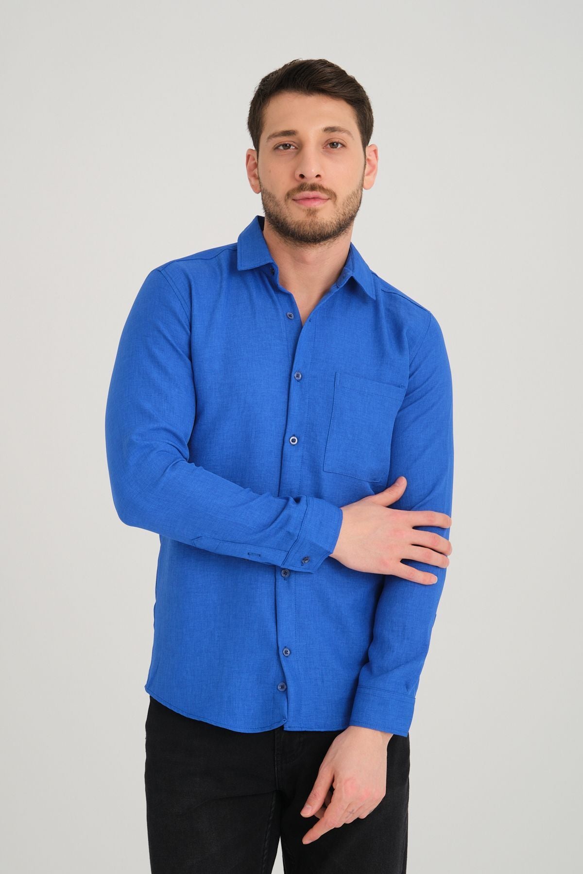 Linel Erkek Uzun Kol Regular Fit Gömlek Saks