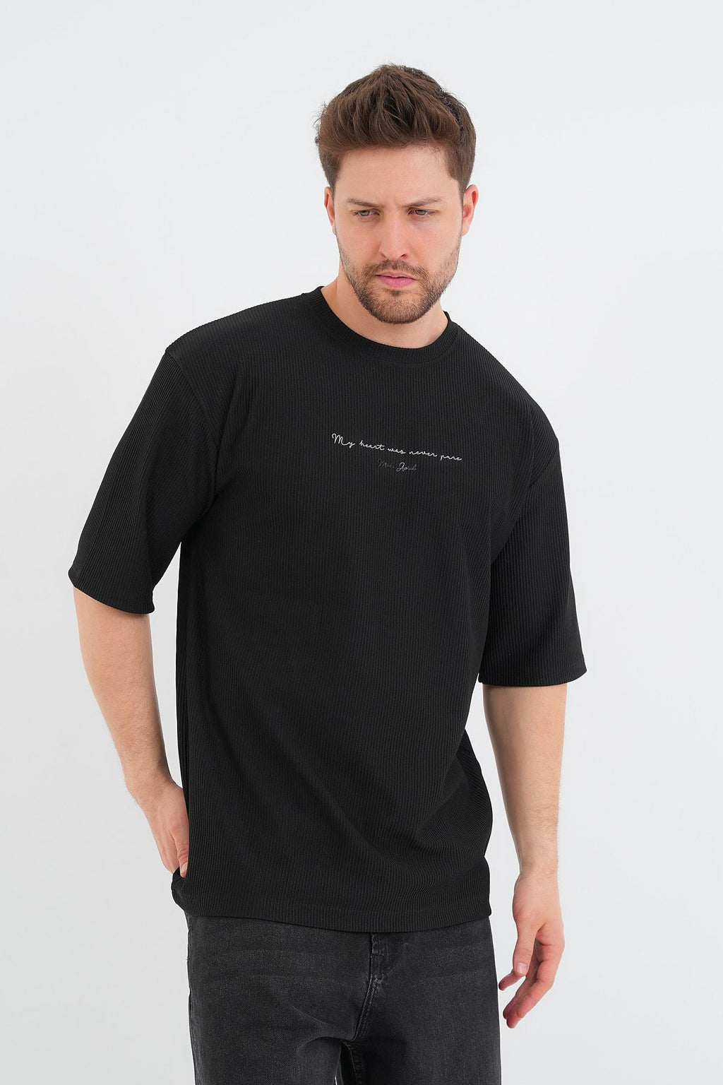 Valor Erkek Oversize Tişört Siyah