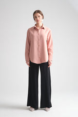 Pure Oversize Iç Göstermeyen Uzun Basic Kadın Gömlek Pembe