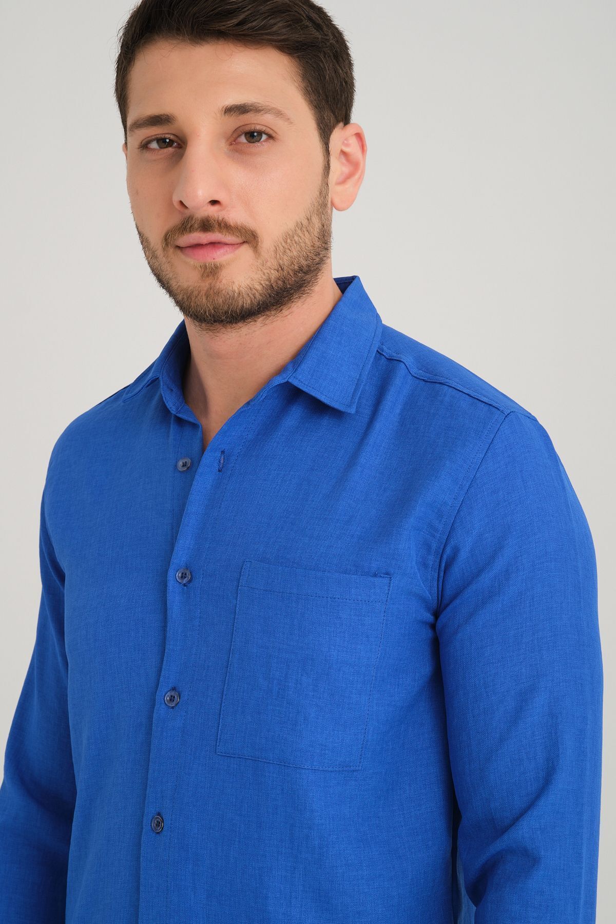 Linel Erkek Uzun Kol Regular Fit Gömlek Saks