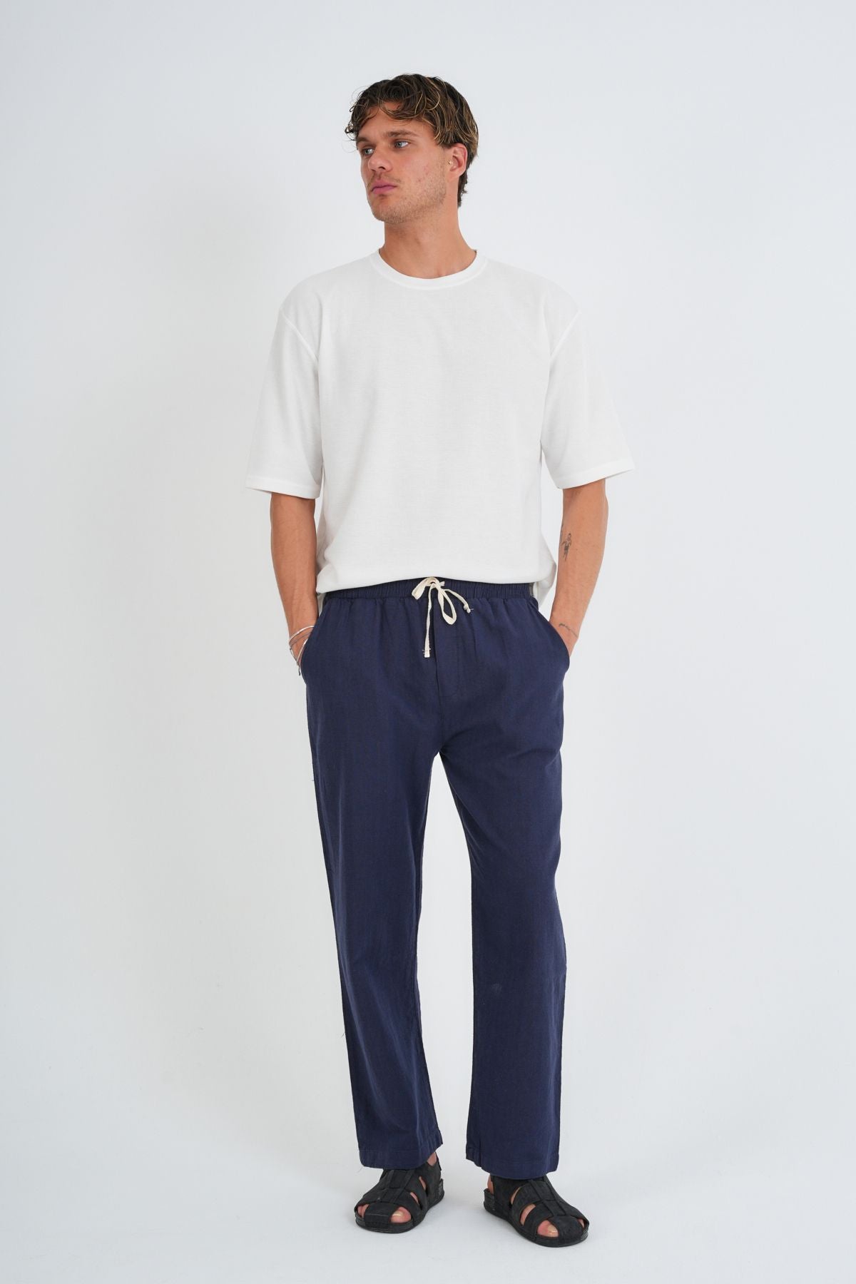 Comforted Erkek Baggy Keten Rahat Pantolon Bol Paça Yeni Sezon