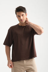Plume Erkek Basic Oversize Tişört Kahverengi