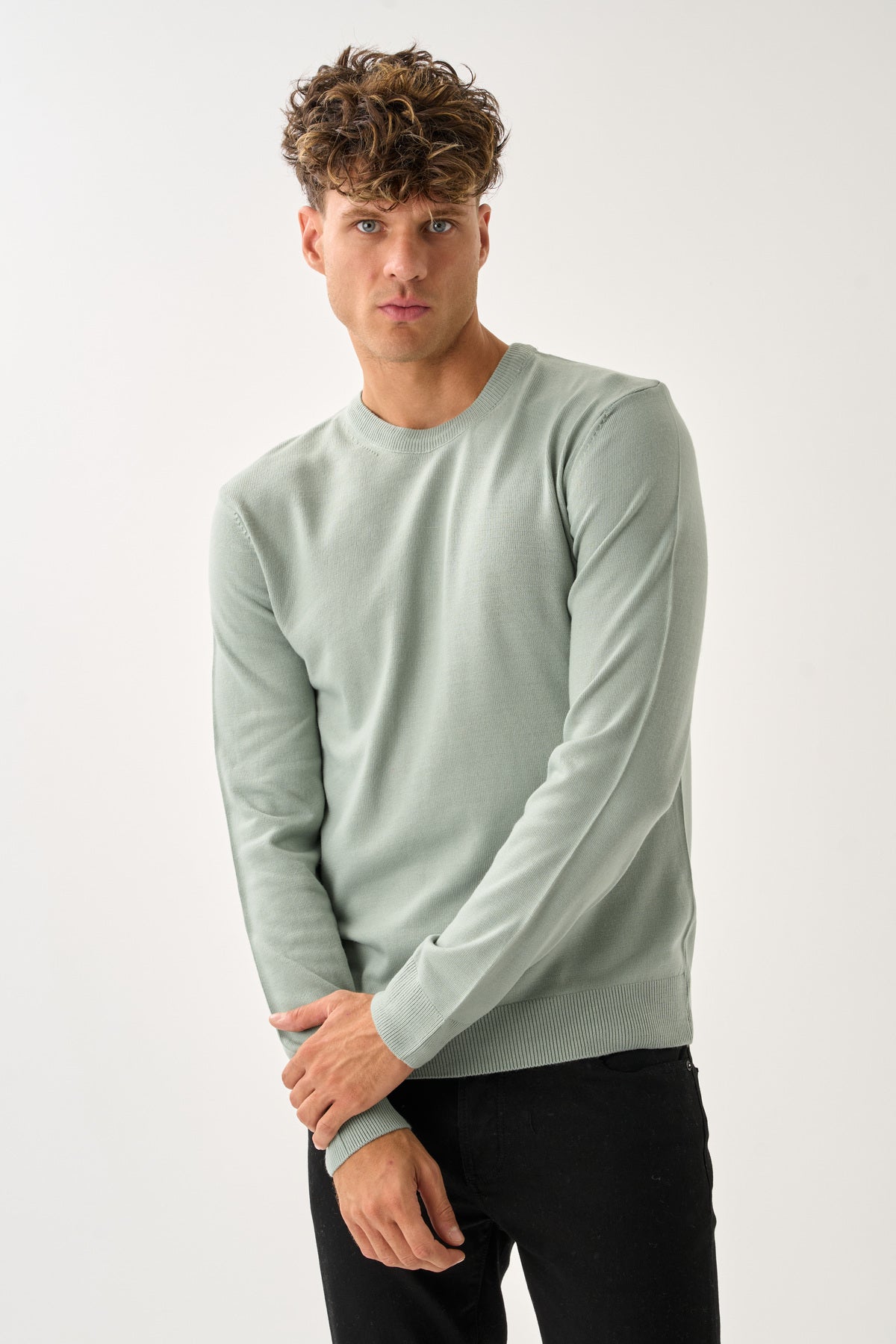 Valmont Standart Fit Bisiklet Yaka Triko Kazak Mint