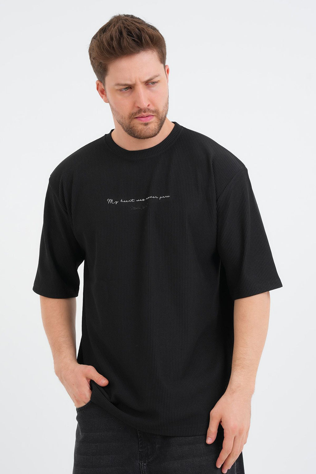 Valor Erkek Oversize Tişört Siyah
