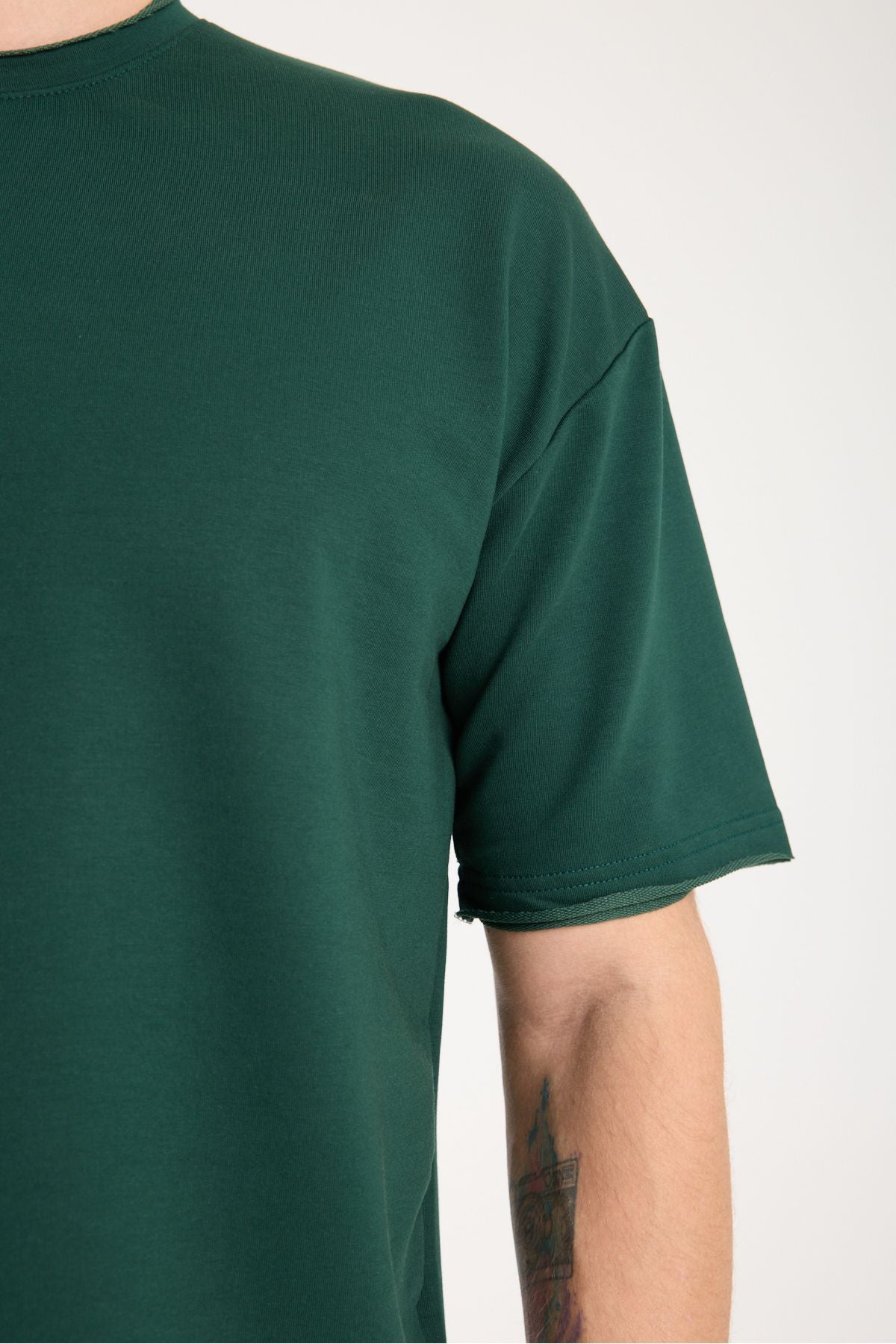 Quell Erkek Oversize Basic Tişört Yeşil