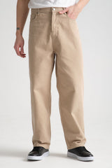 Canvas Pamuk Baggy Pantolon Bej