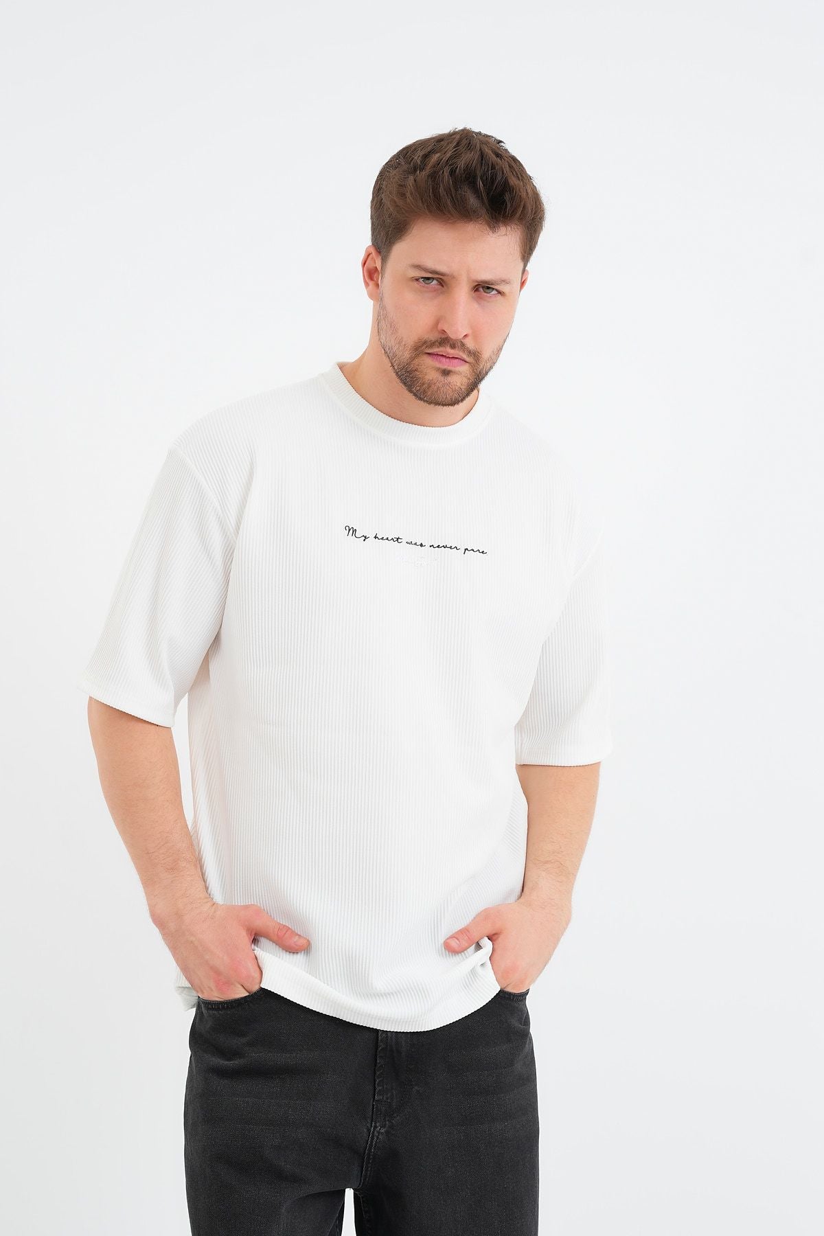 Valor Erkek Oversize Tişört Beyaz