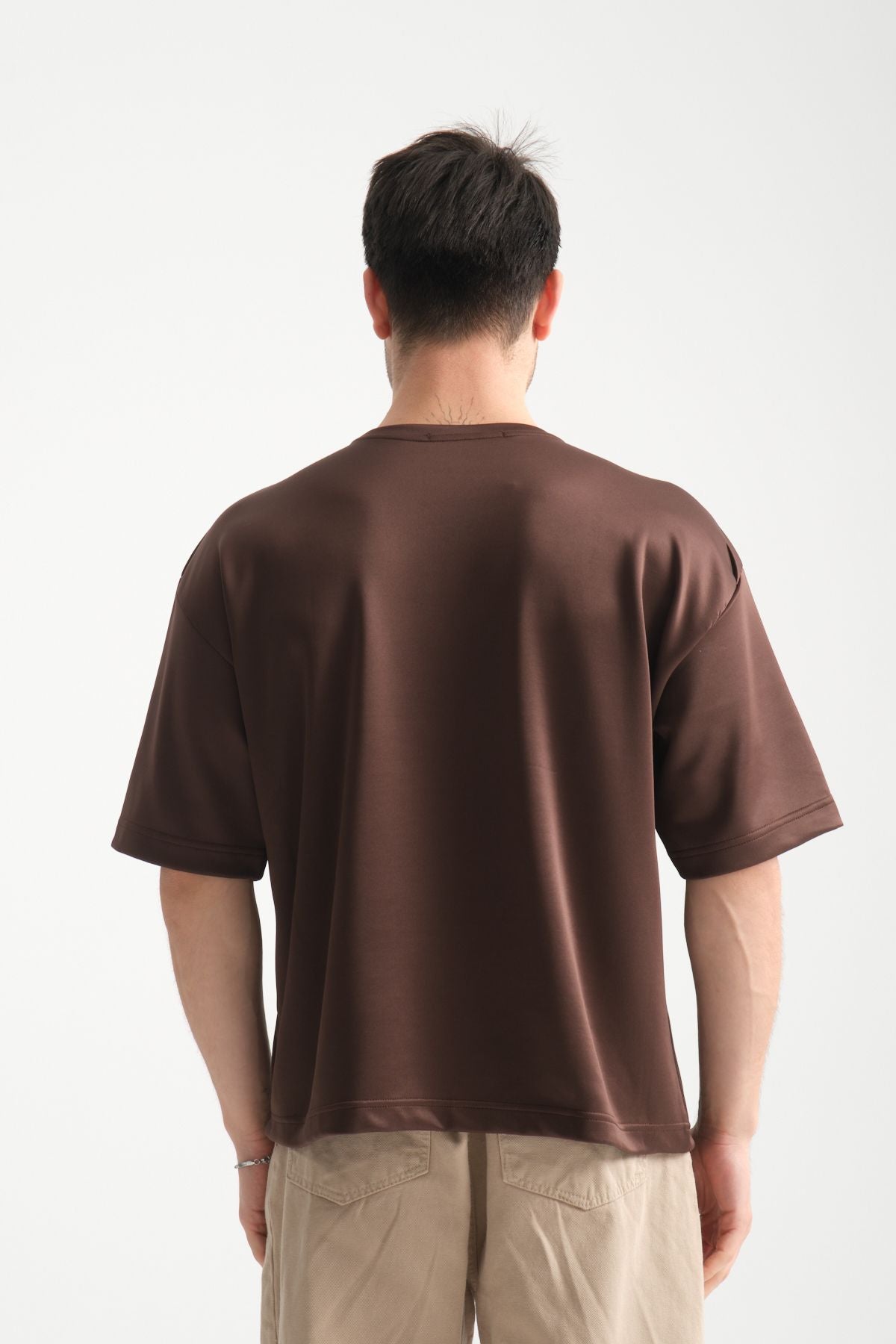 Plume Erkek Basic Oversize Tişört Kahverengi