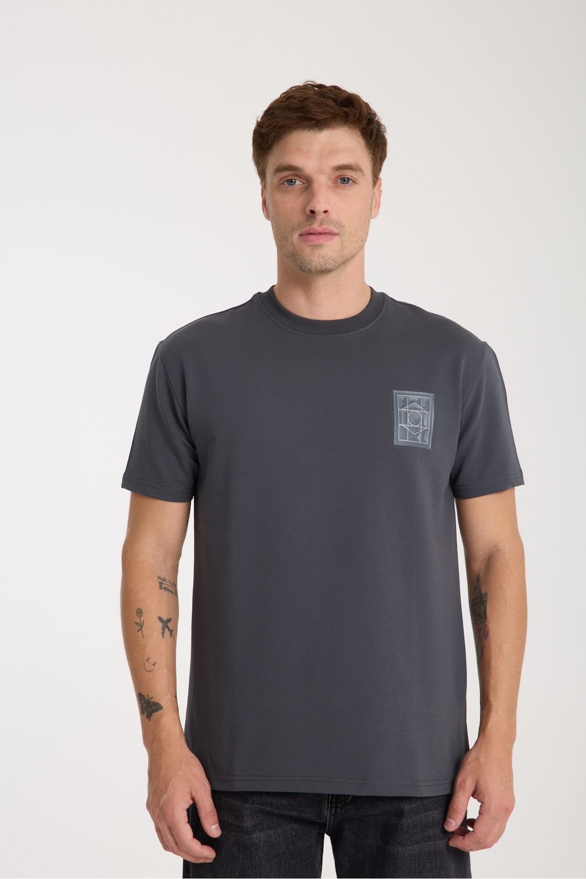 Slate Erkek Oversize Tişört Füme