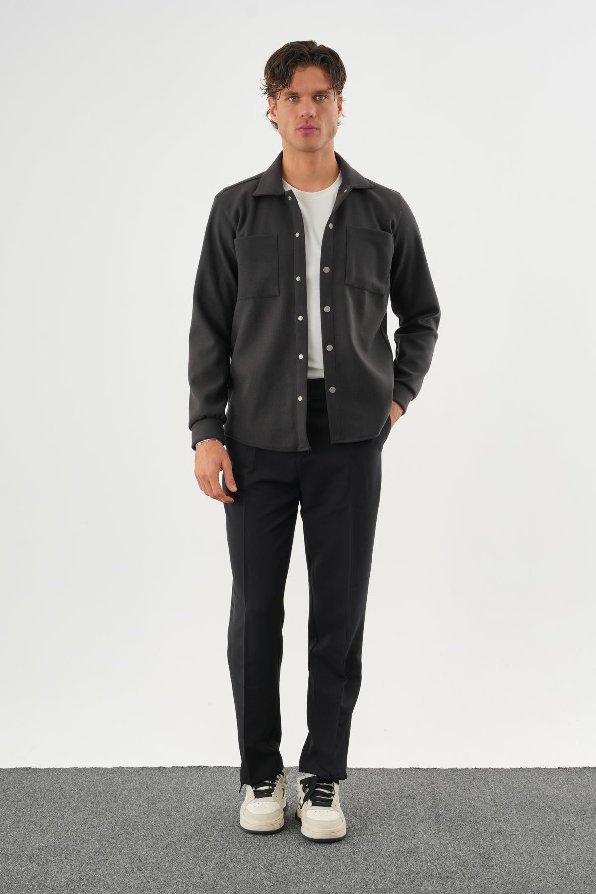 FELT Erkek Oversize Kaşe Gömlek Antrasit