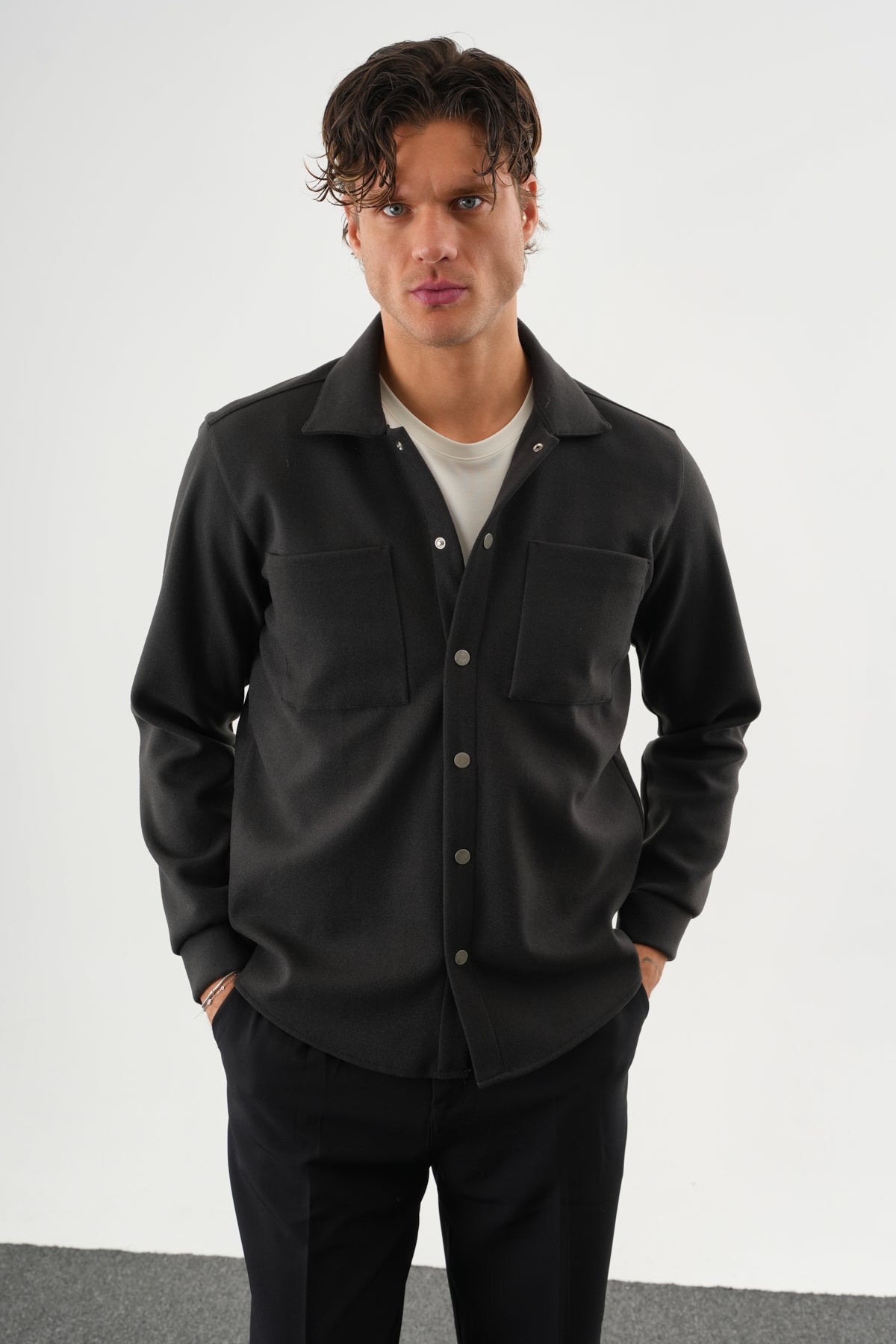 FELT Erkek Oversize Kaşe Gömlek Antrasit
