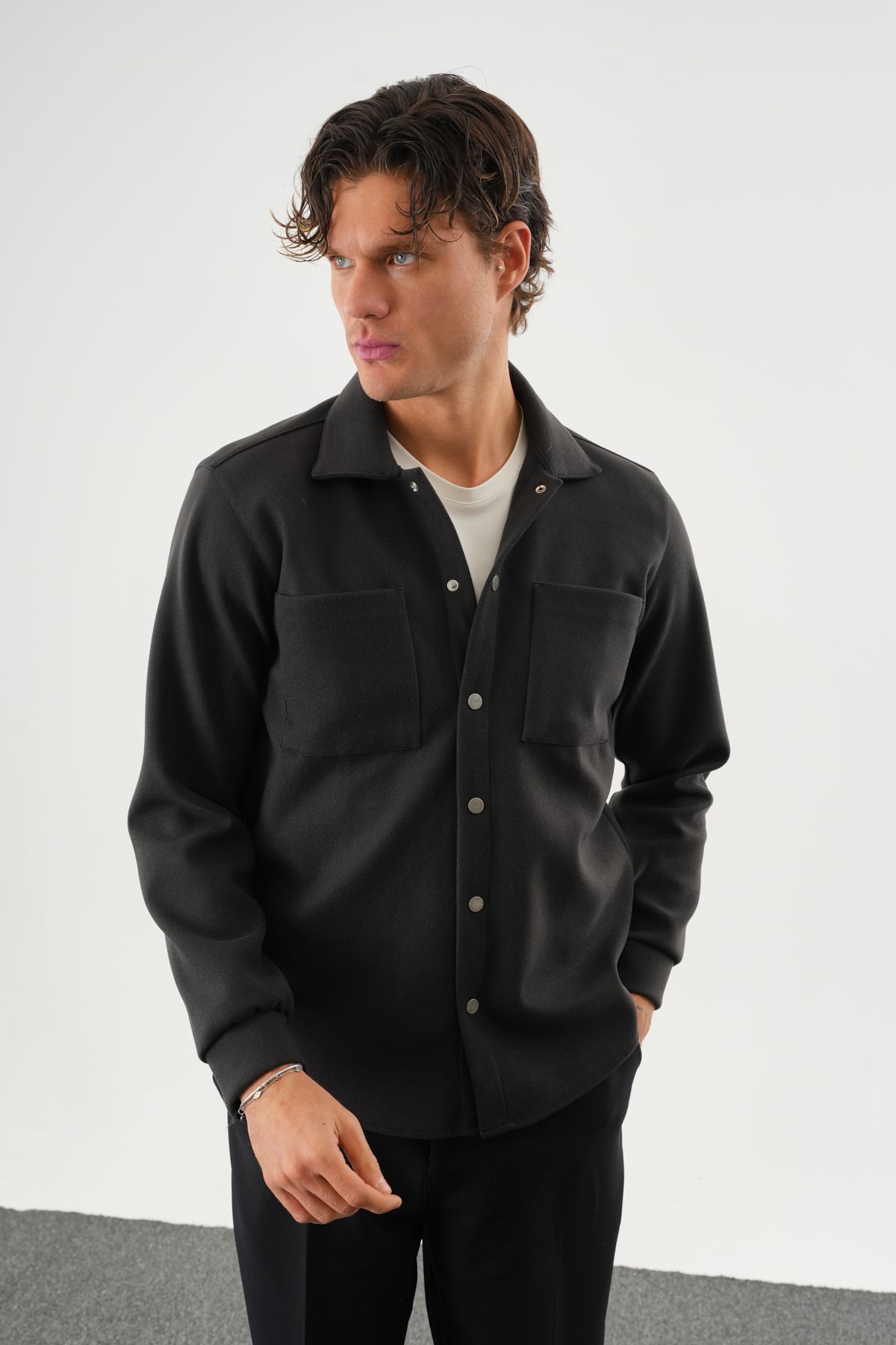 FELT Erkek Oversize Kaşe Gömlek Antrasit