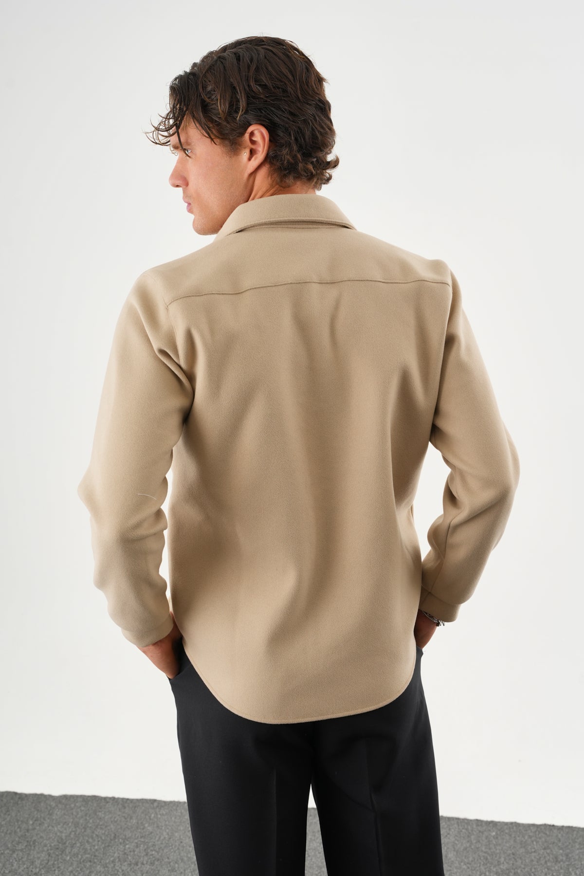 FELT Erkek Oversize Kaşe Gömlek Bej
