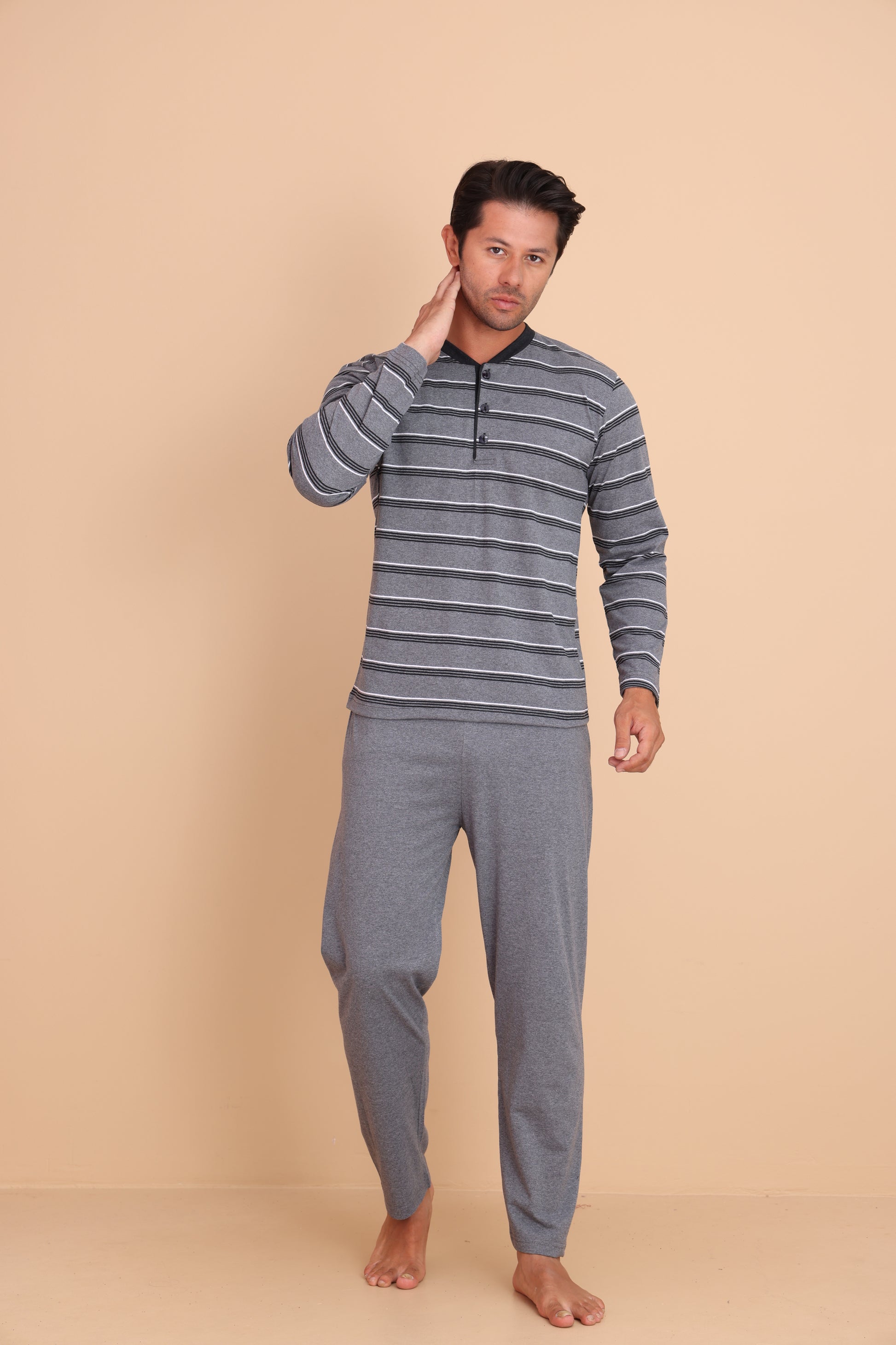 Brink Regular Gri Erkek Uzun Kol Pijama Takımı