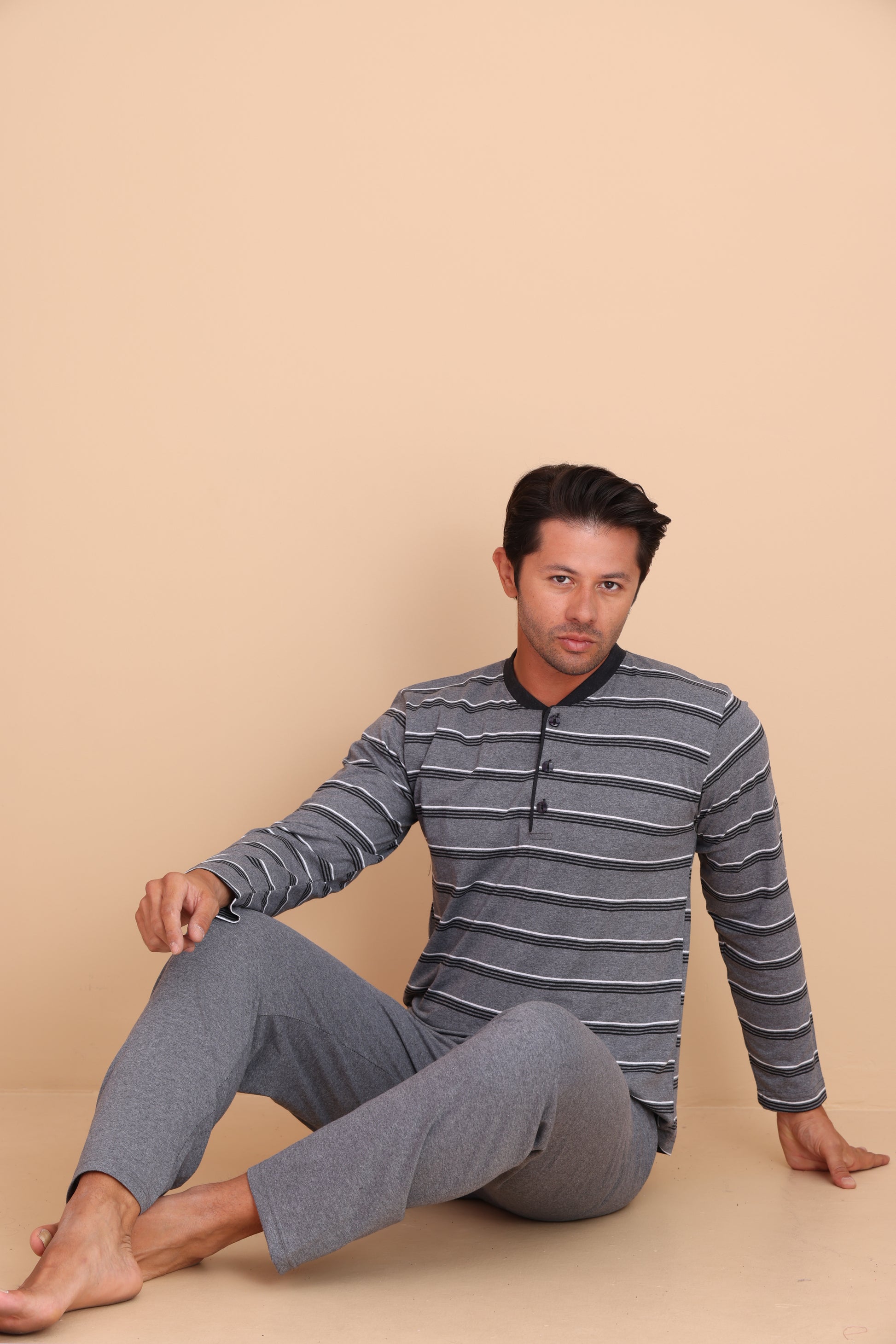 Brink Regular Gri Erkek Uzun Kol Pijama Takımı