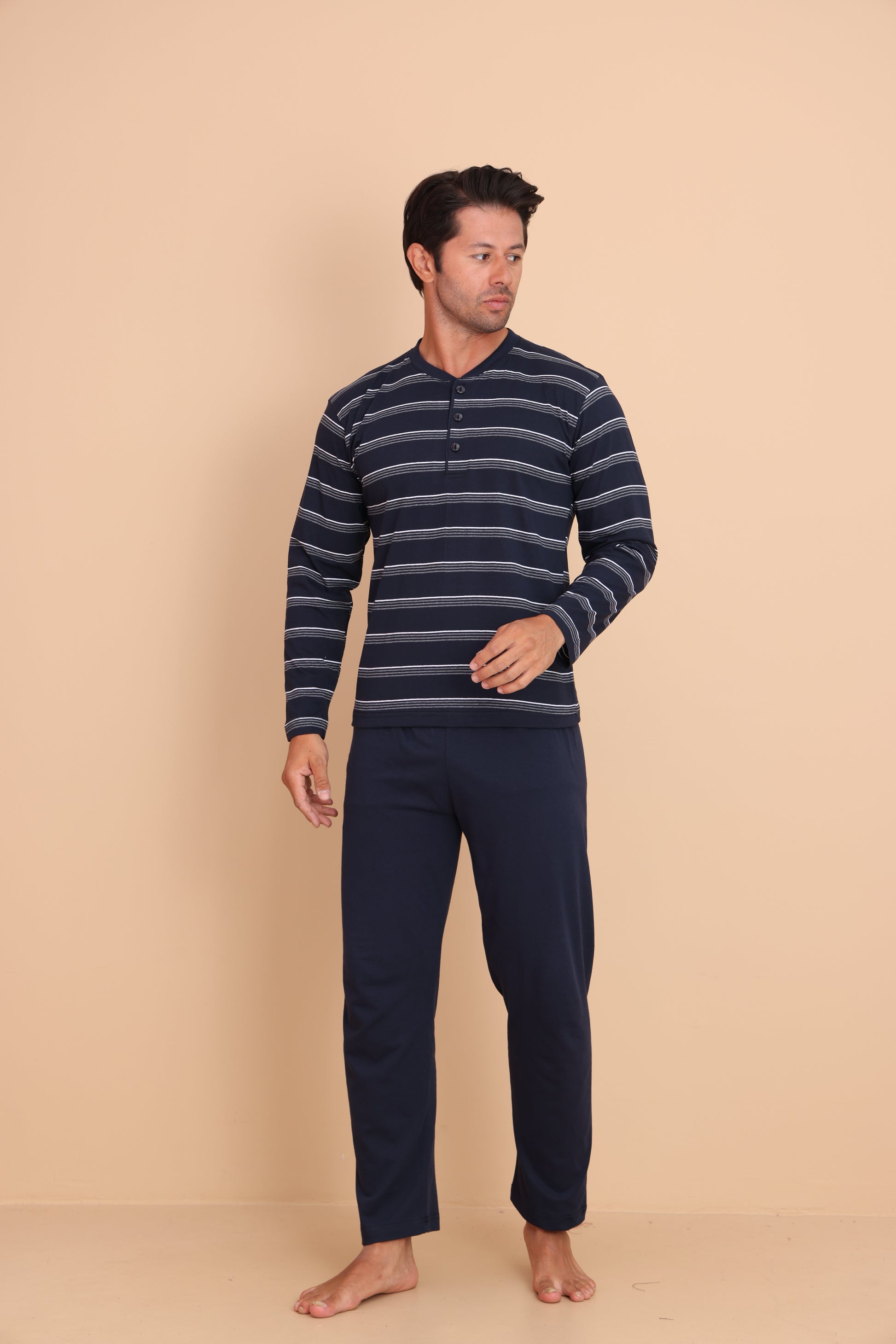 Brink Regular Lacivert Erkek Uzun Kol Pijama Takımı
