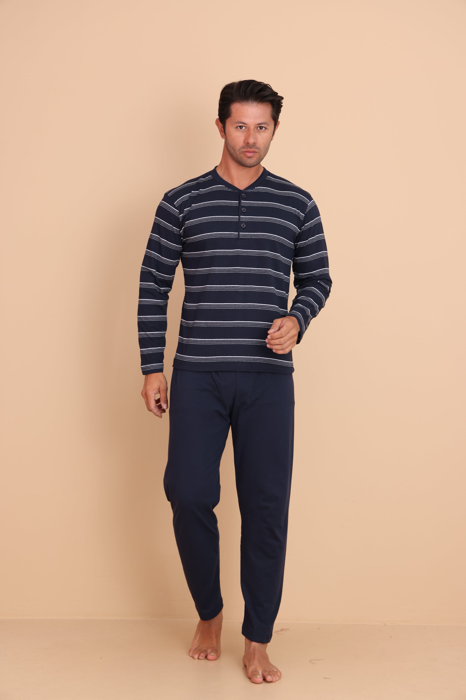 Brink Regular Lacivert Erkek Uzun Kol Pijama Takımı