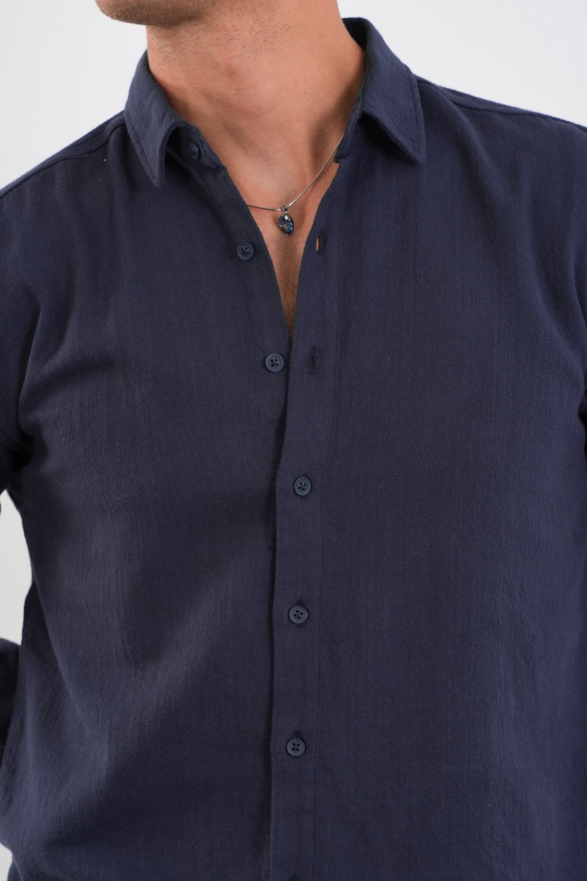 Flare Kışlık Baggy Pantolon Oversize Gömlek Alt üst Takım %100 Pamuk Lacivert