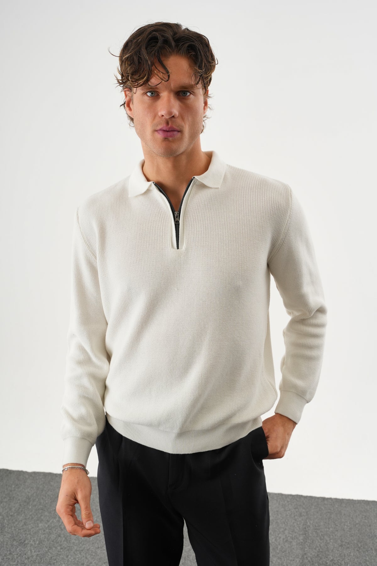 Haze Oversize Triko Uzun Kollu Kazak Ekru