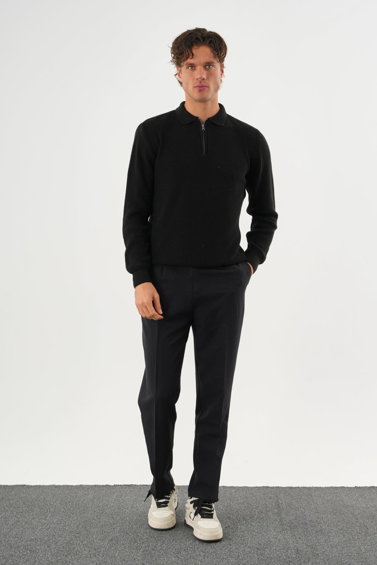 Haze Oversize Triko Uzun Kollu Kazak Siyah