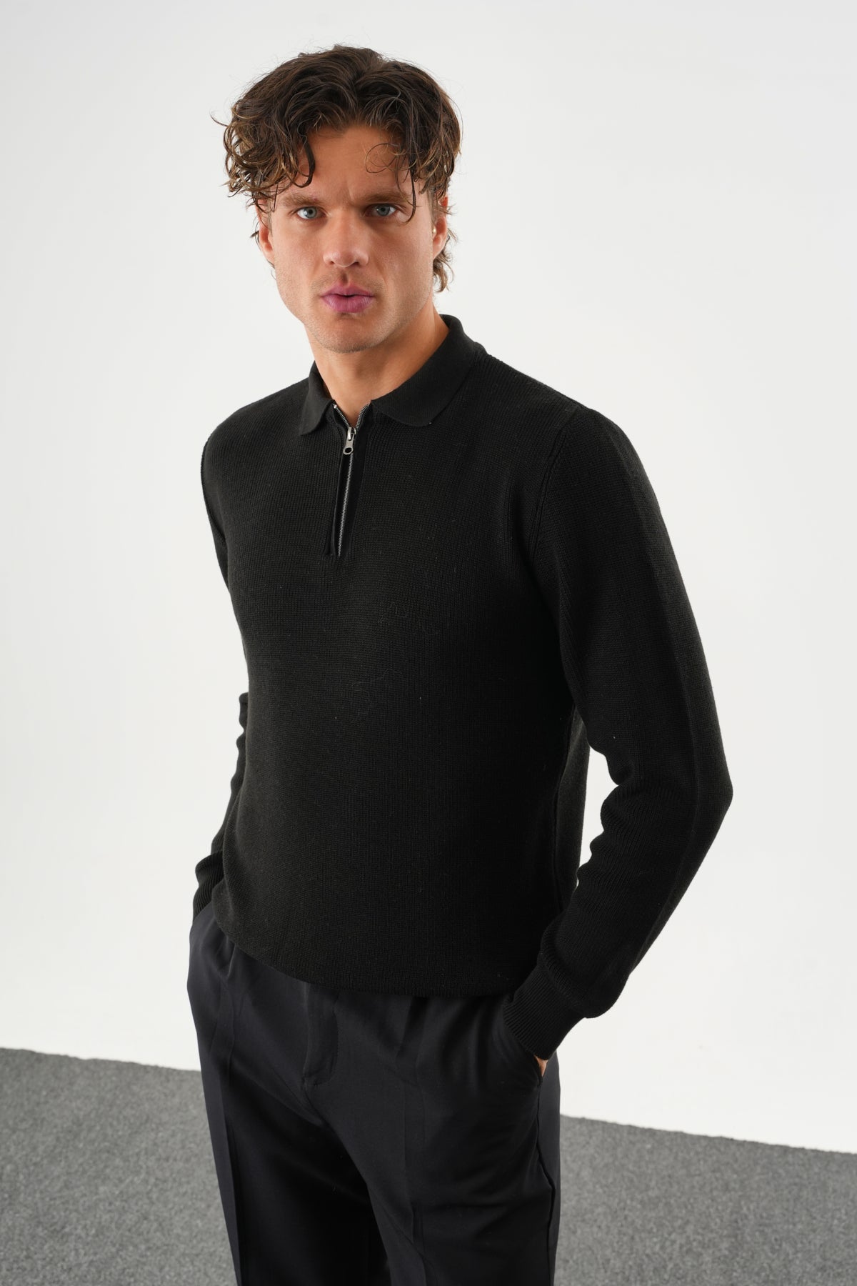 Haze Oversize Triko Uzun Kollu Kazak Siyah