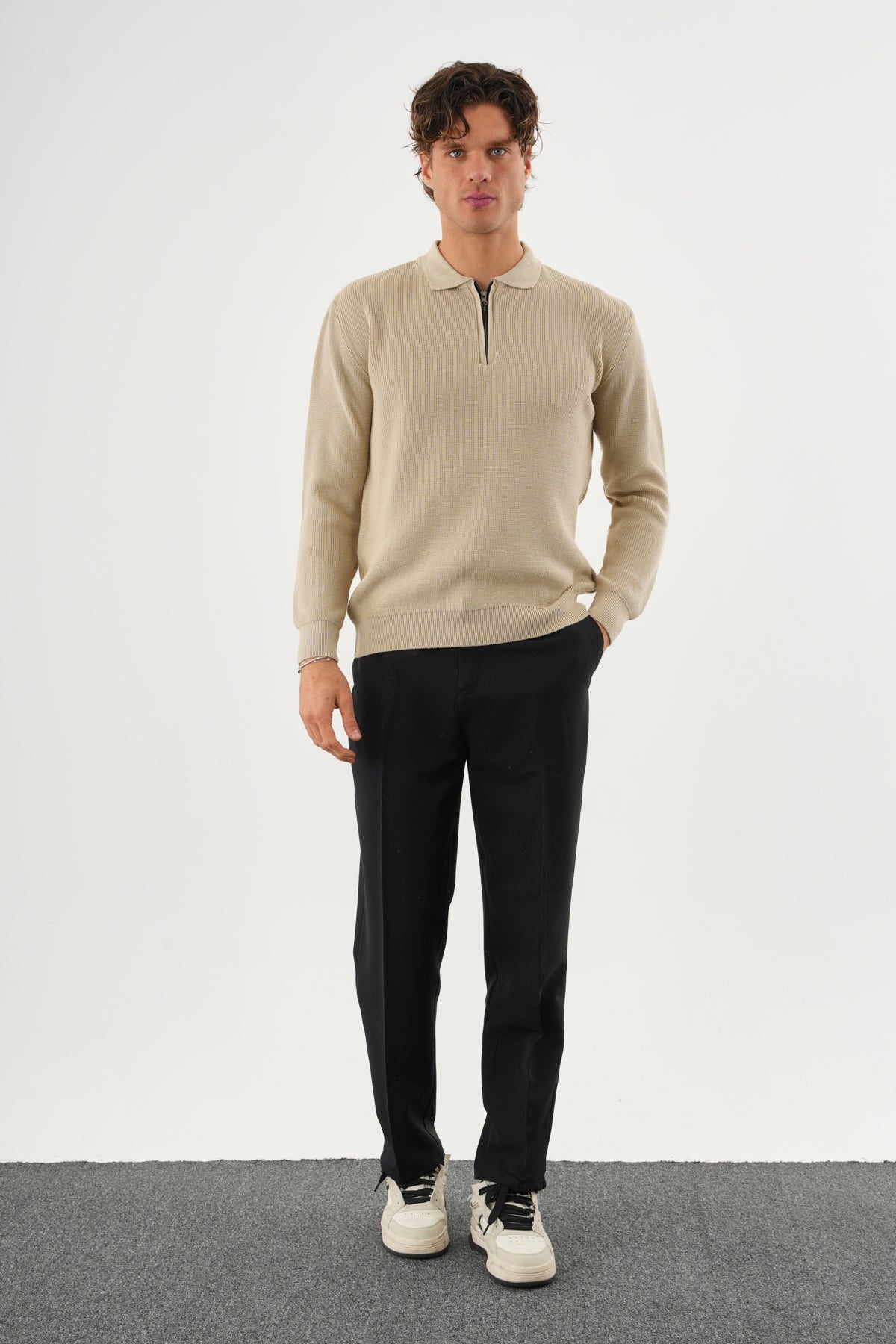 Haze Oversize Triko Uzun Kollu Kazak Bej