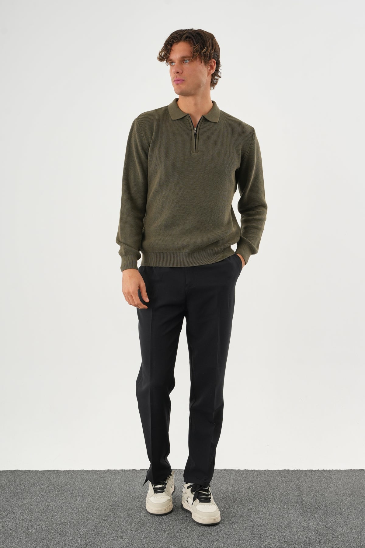 Haze Oversize Triko Uzun Kollu Kazak Haki