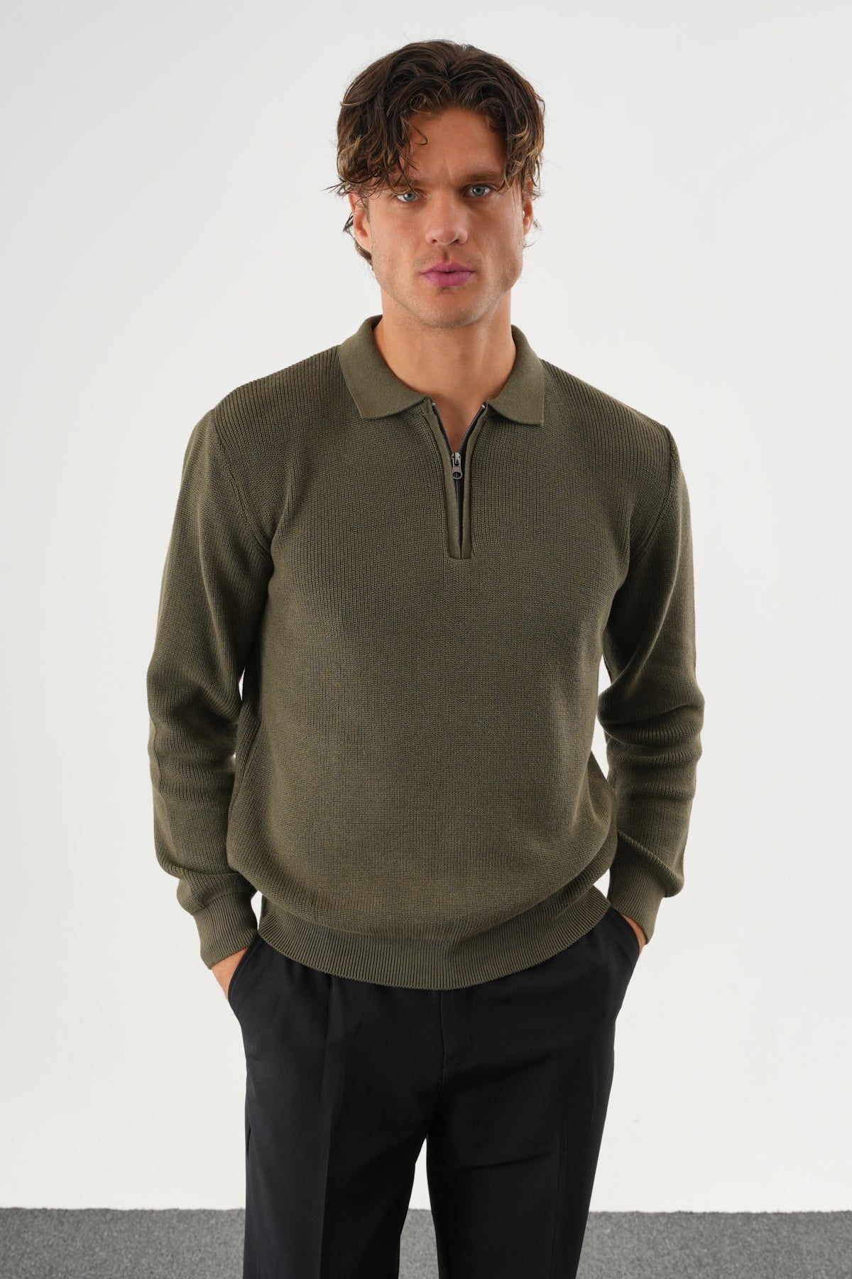 Haze Oversize Triko Uzun Kollu Kazak Haki