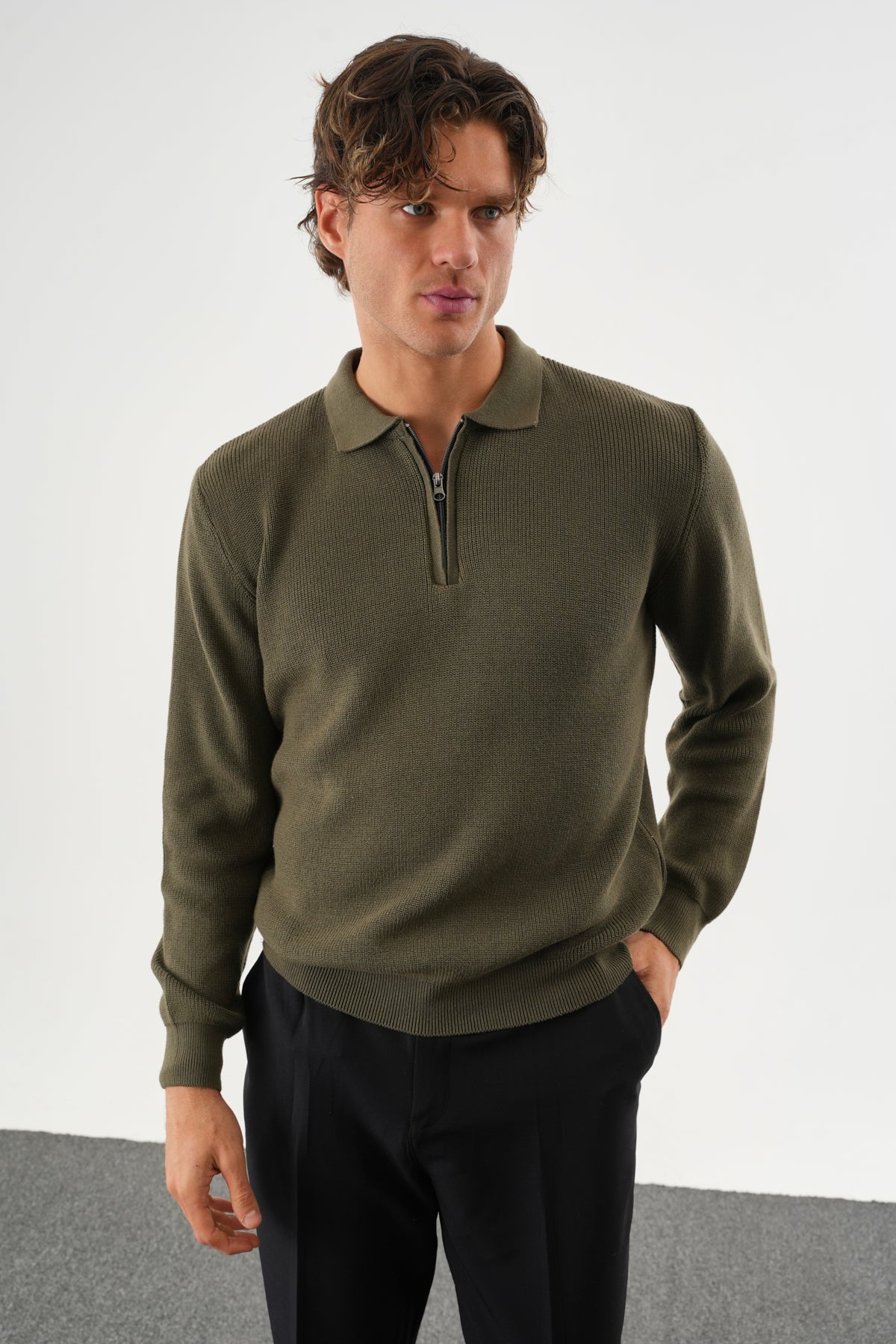 Haze Oversize Triko Uzun Kollu Kazak Haki