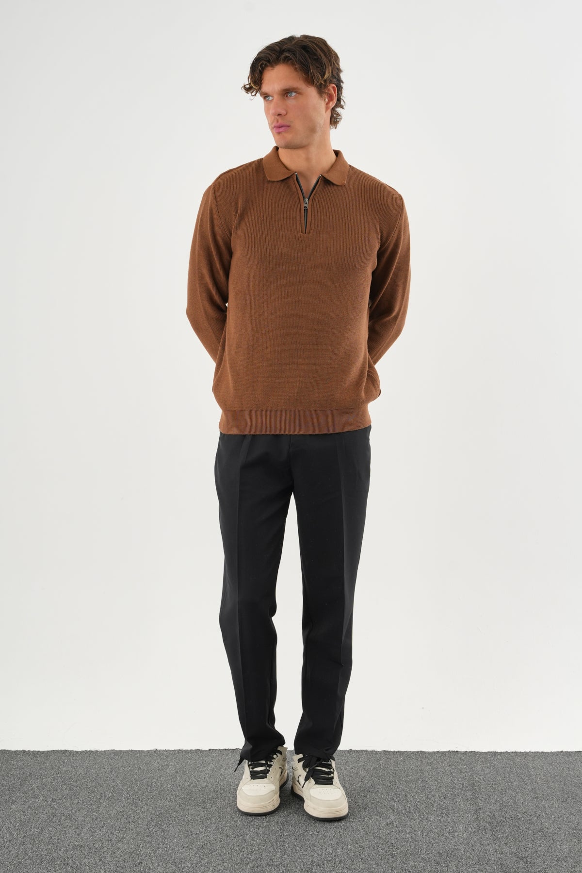 Haze Oversize Triko Uzun Kollu Kazak Kahve