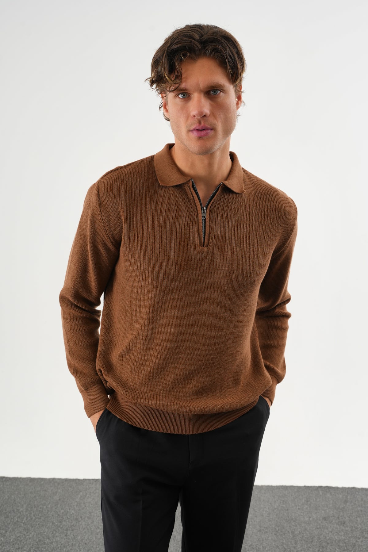 Haze Oversize Triko Uzun Kollu Kazak Kahve