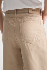 Canvas Pamuk Baggy Pantolon Bej