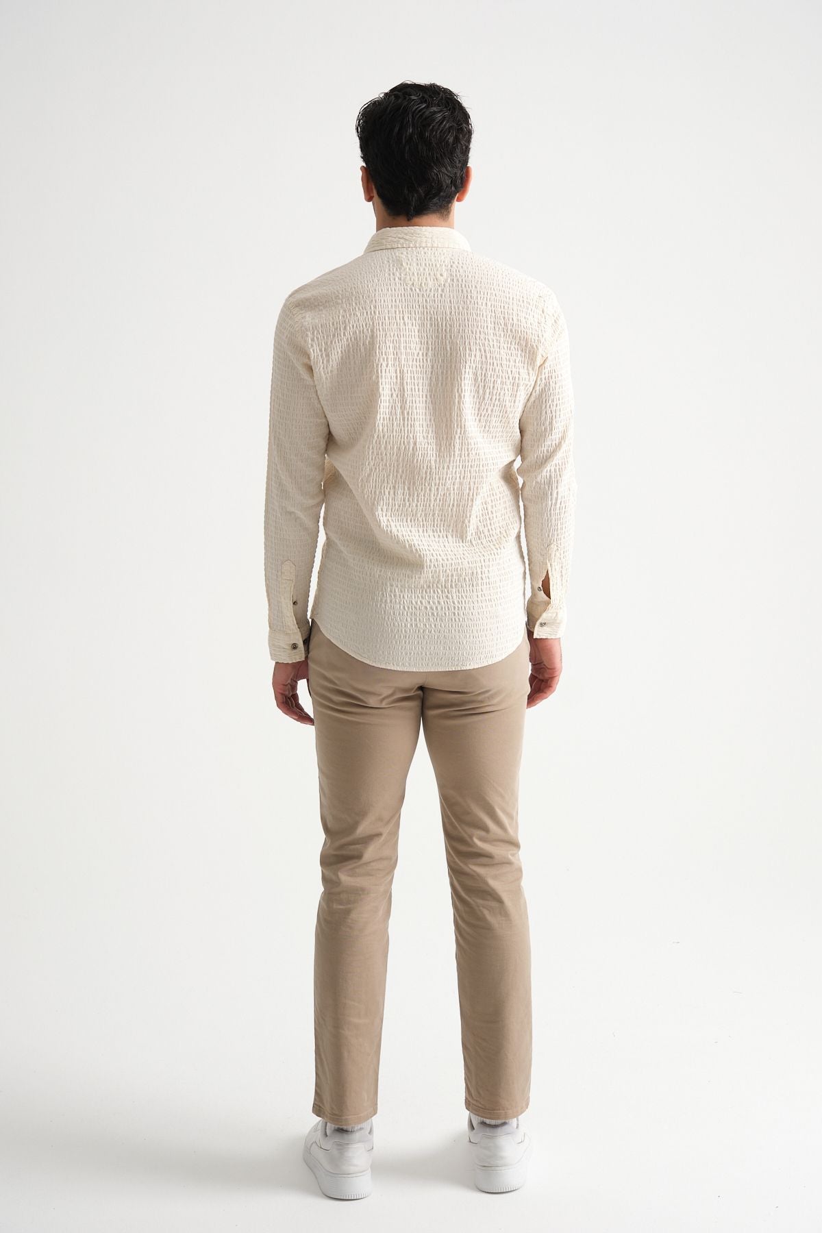 Erkek %100 Pamuk Yazlık Regular Fit Gömlek 2641 Bej