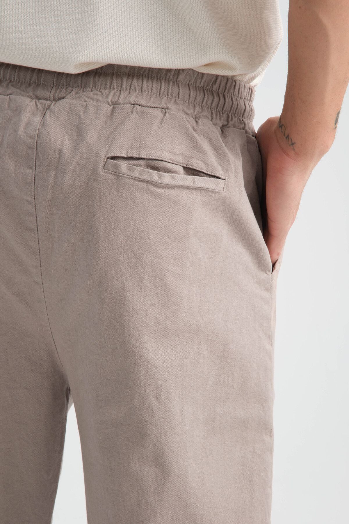 Calmfit Erkek Baggy Kalın Beli Lastikli Pantolon Bej