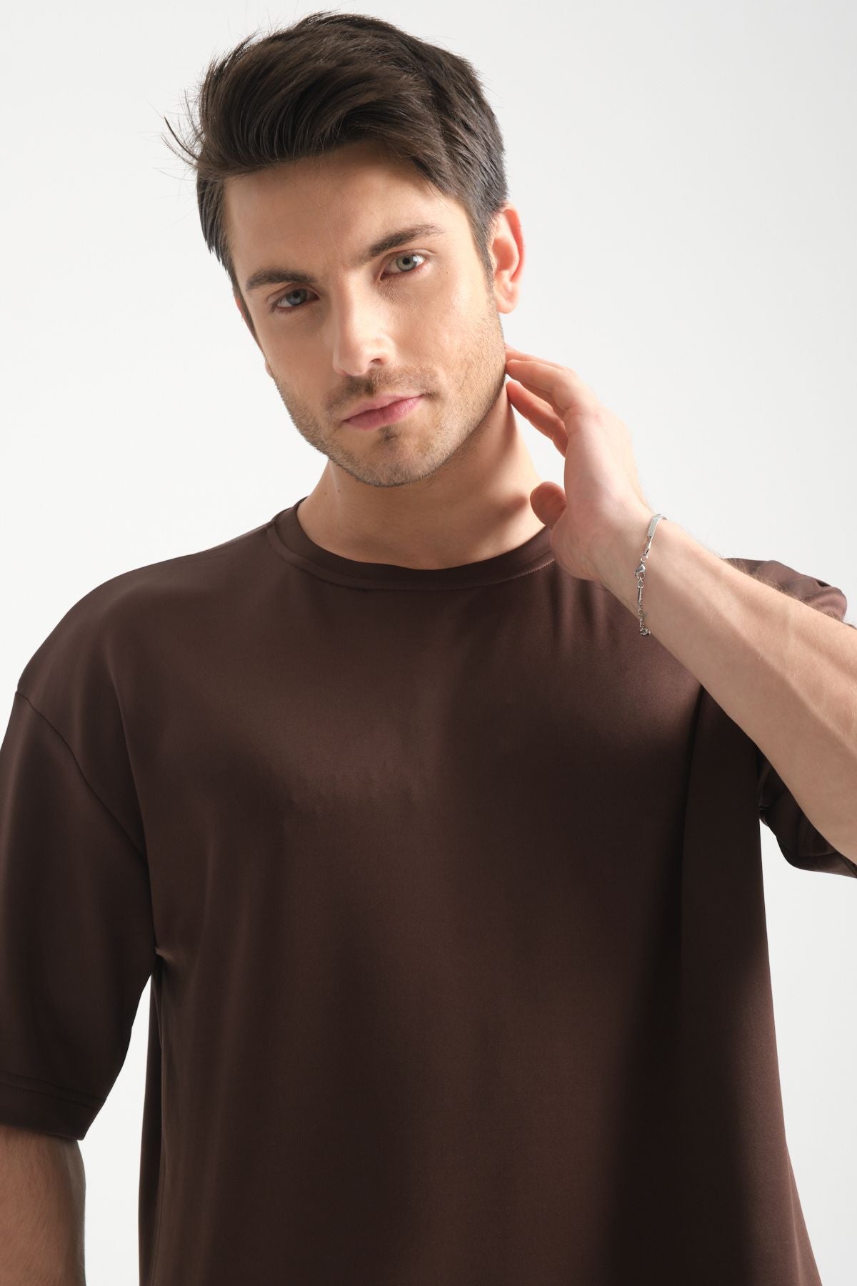 Plume Erkek Basic Oversize Tişört Kahverengi