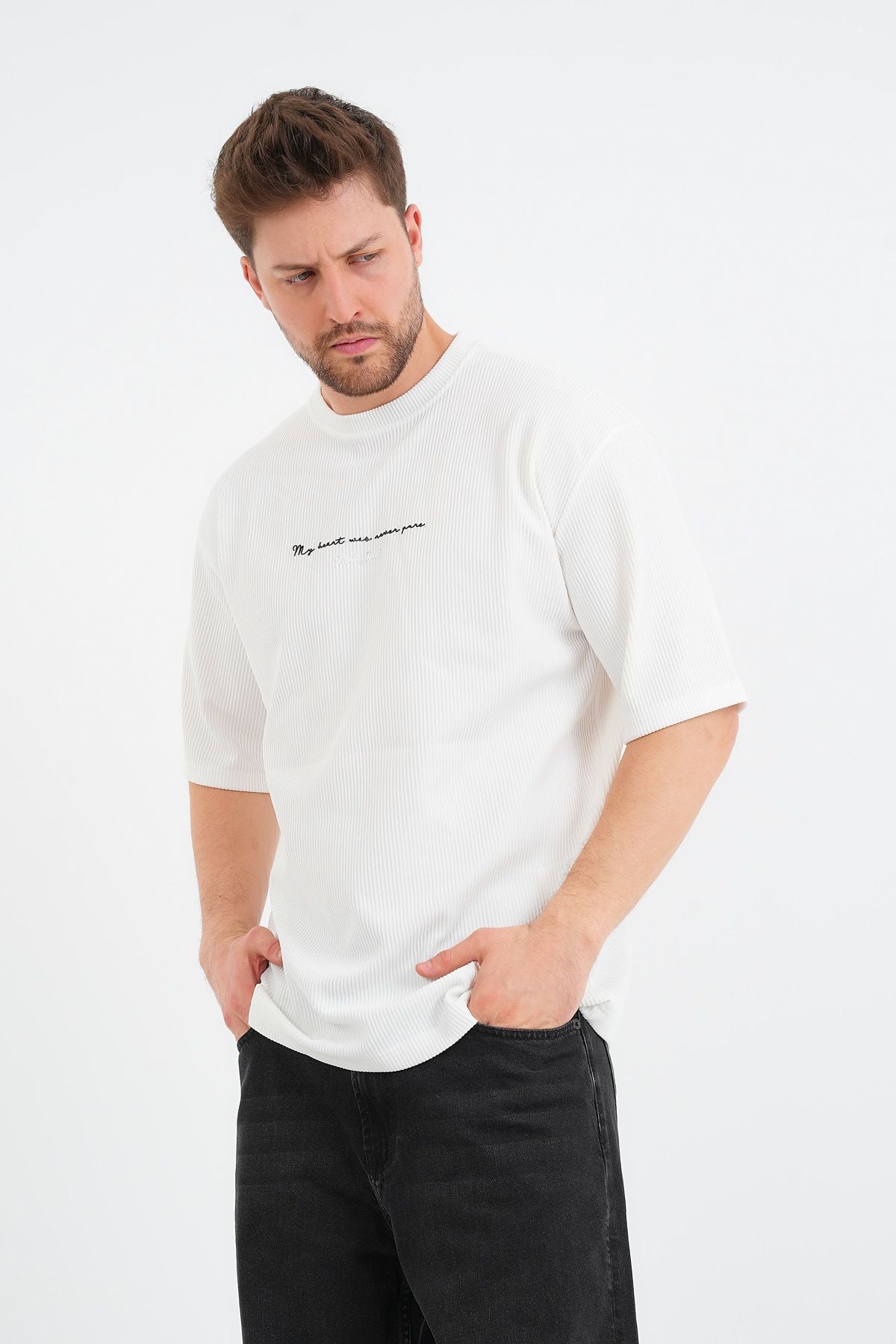 Valor Erkek Oversize Tişört Beyaz