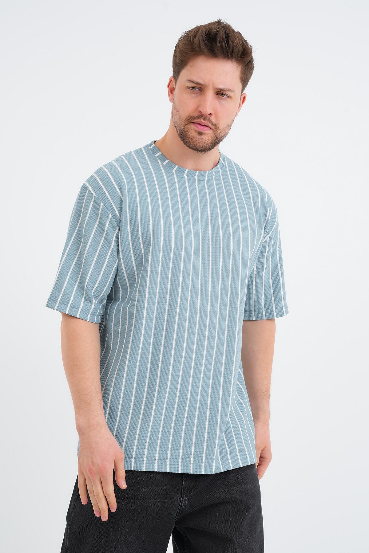 Shift Erkek Oversize Tişört Mavi