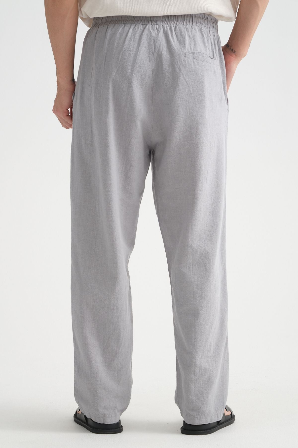 Comforted Erkek Baggy Keten Rahat Pantolon Bol Paça Yeni Sezon Gri