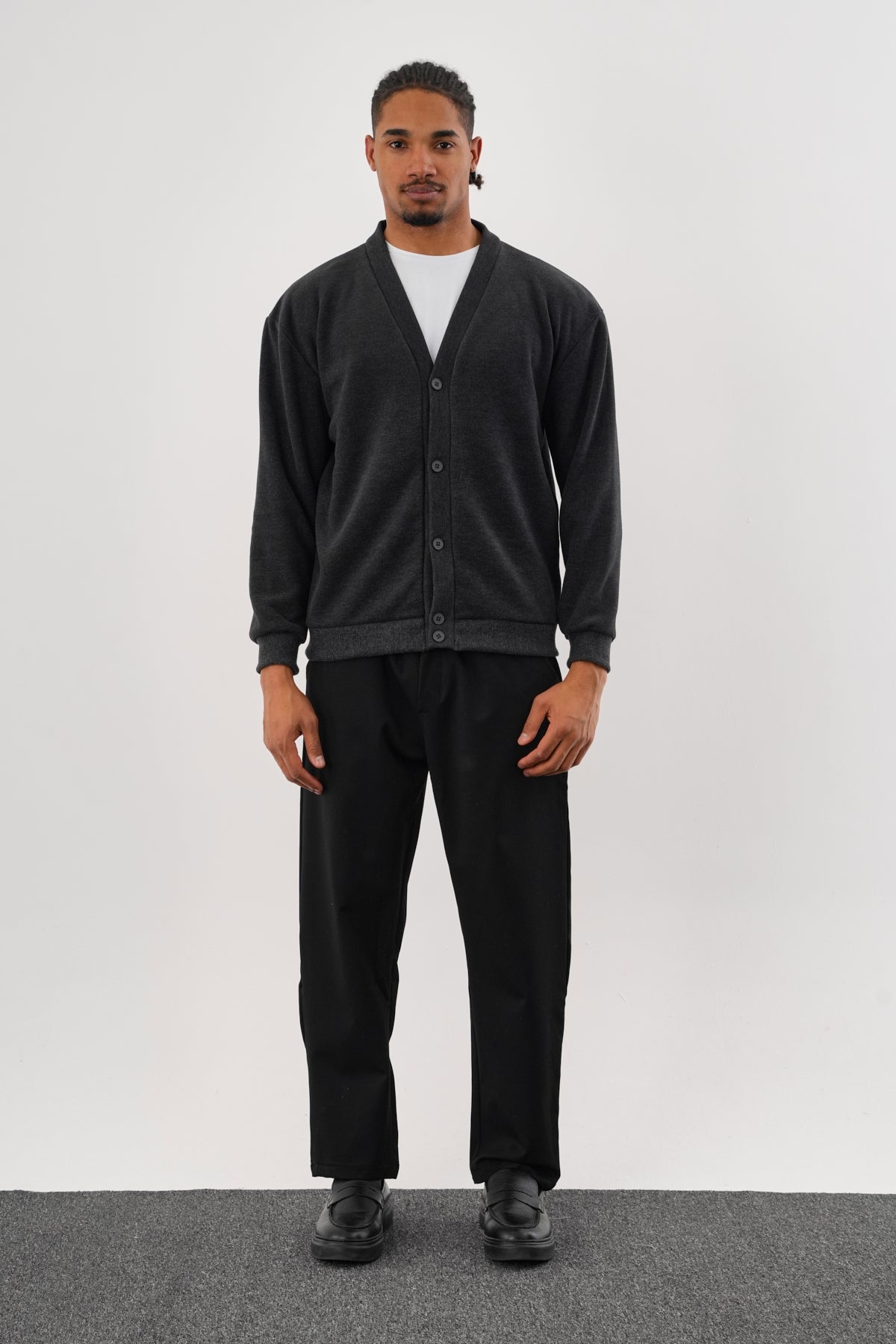 NOBLE V Yaka Kışlık Hırka Antrasit